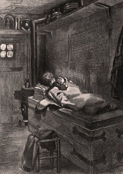 Gwynplaine and Dea Sleeping on a Chest - Illustration from 
